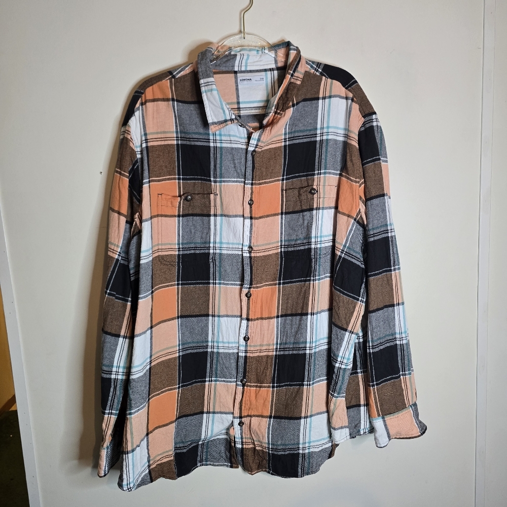 Sonoma Orange Flannel Shirt Mens 3x